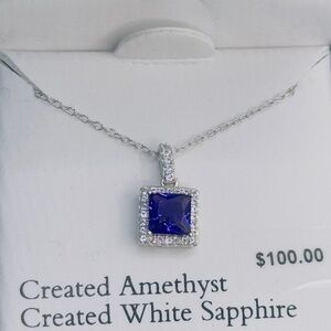 Elegant Silver Necklace with Purple Amethyst Pendant